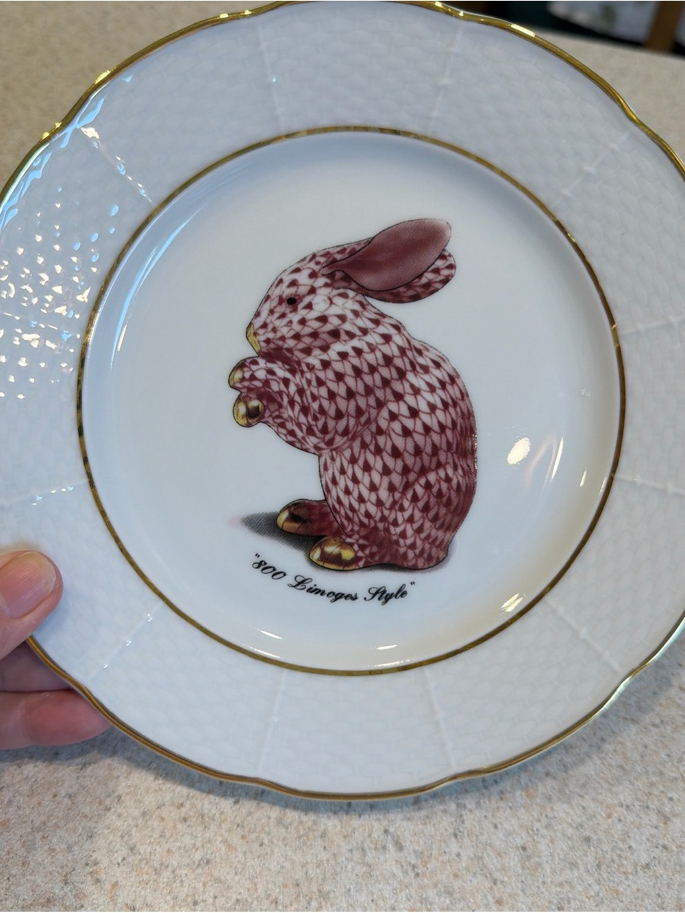 Herend Pink Bunny Decorative Plate - 7 5/8 inch Plate Vintage